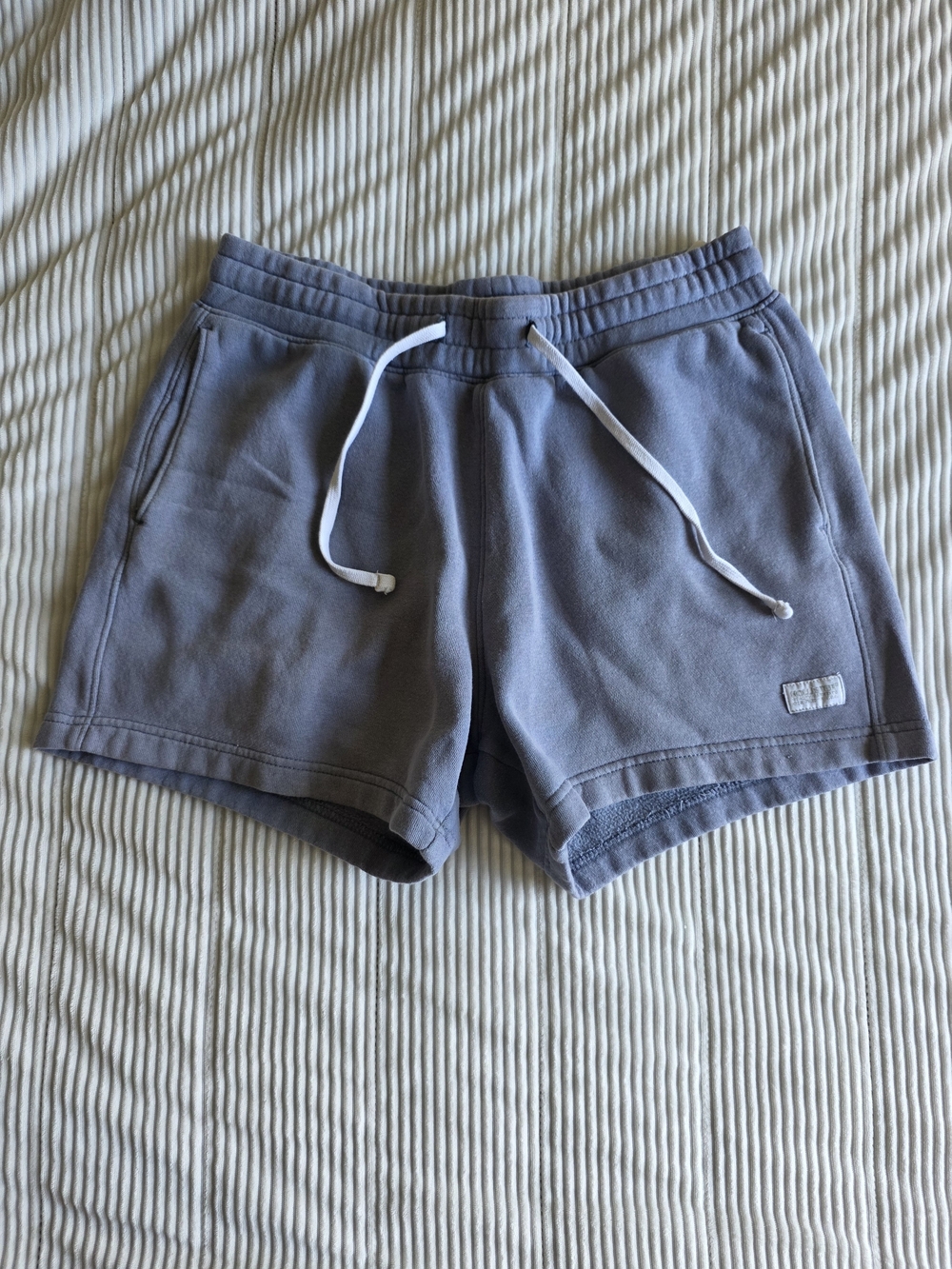 Hollister 4 Inch Inseam Drawstring Knit Sweat Shorts in Slate Gray Blue